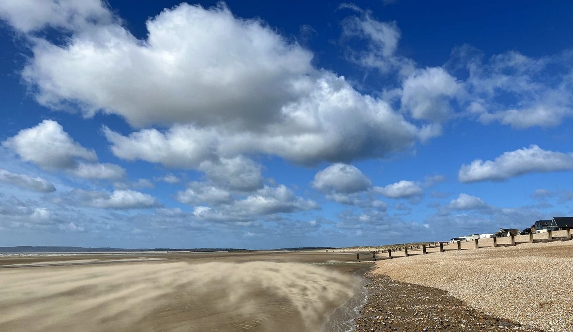 Camber sands beach in East Sussex