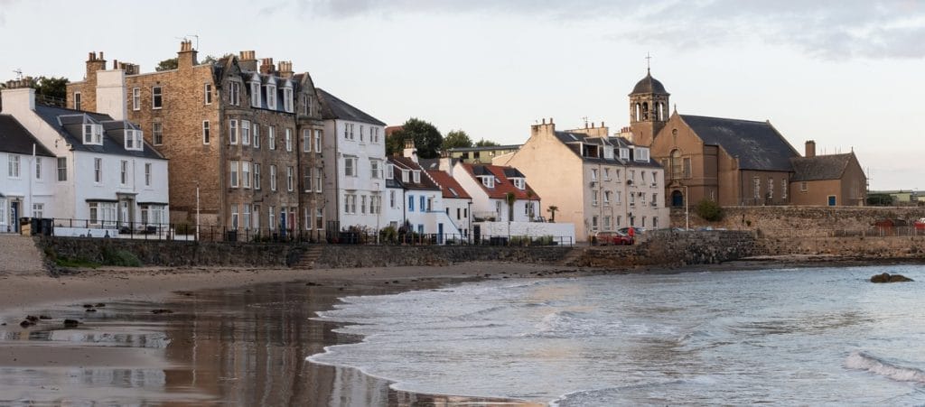 Cottages in Kinghorn, Fife on the Scottish coast