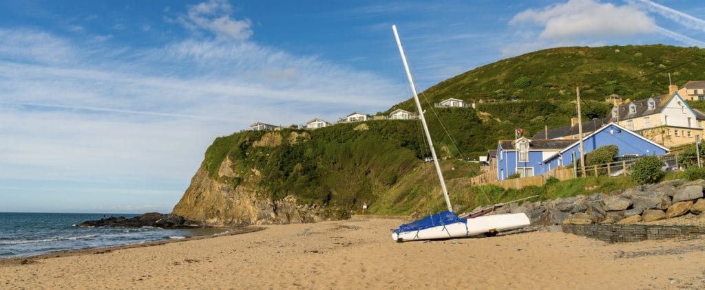 Beach cottages in Tresaith, Ceredigion