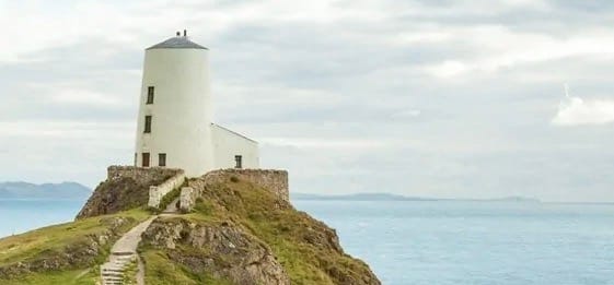 Lighthouse overlooking the Menai Straits in Anglesey
