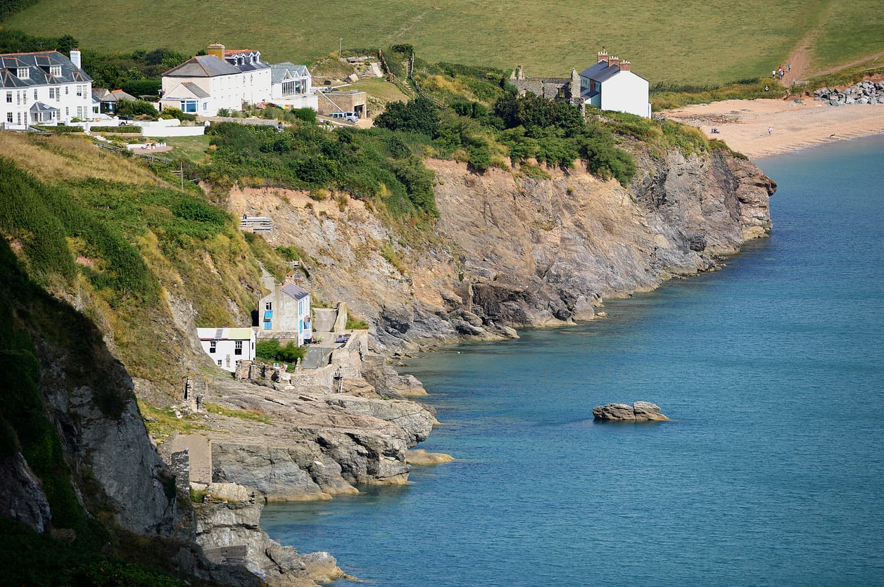 Search for Hallsands cottages by the sea