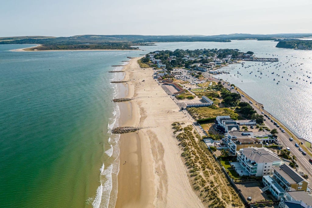 Aerial view of Sandbanks Peninsula