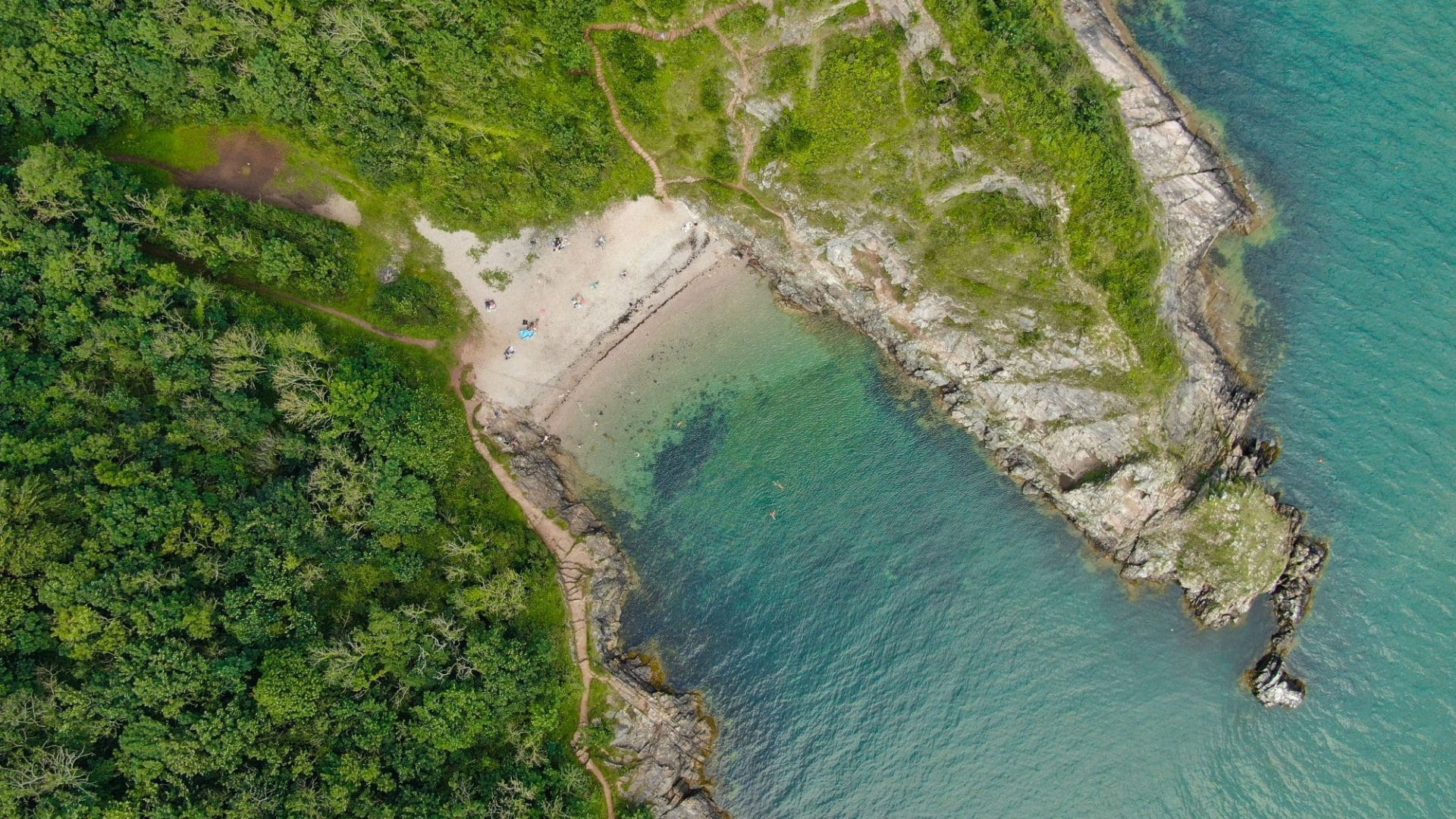 Aerial view of Brixham beach in Torbay