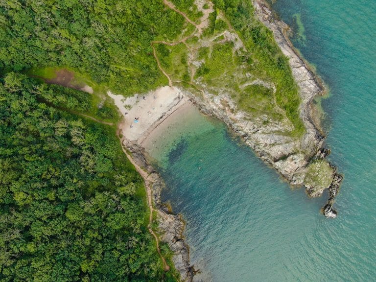 Aerial view of Brixham beach in Torbay