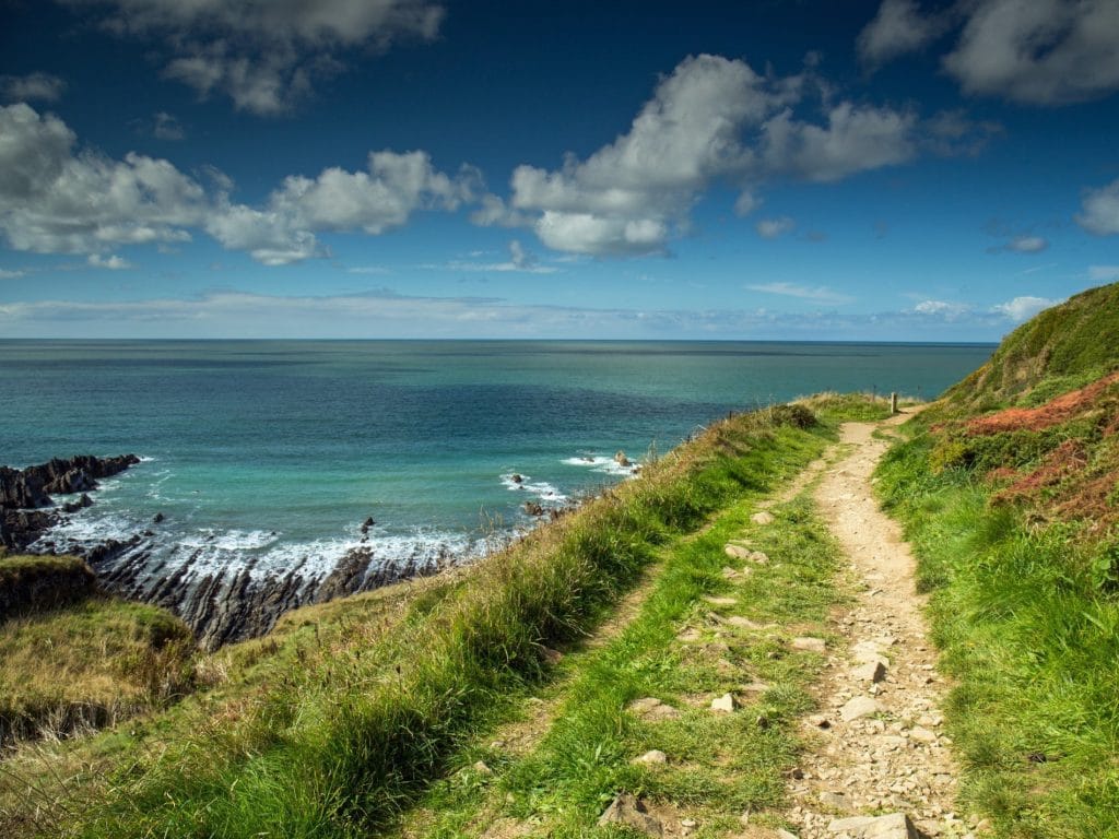 Coastal path with sea views near Clovelly in Devon.