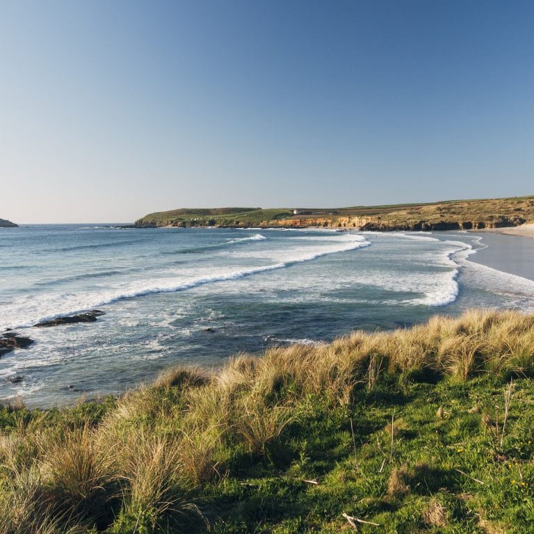 Gwithian and Godrevy beach near St Ives on the coast of Cornwall.
