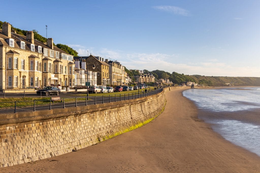 The beach and seafront in Filey on the Yorkshire coast