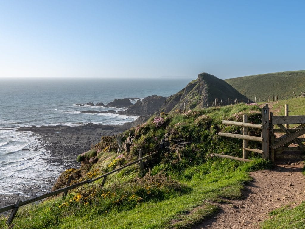 Coastal path near Hartland in Devon with sea views.