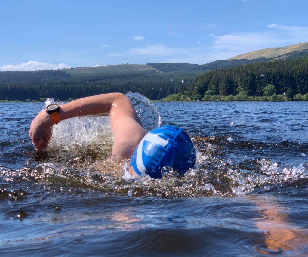 Lone swimmer in Loch Carron, Highlands