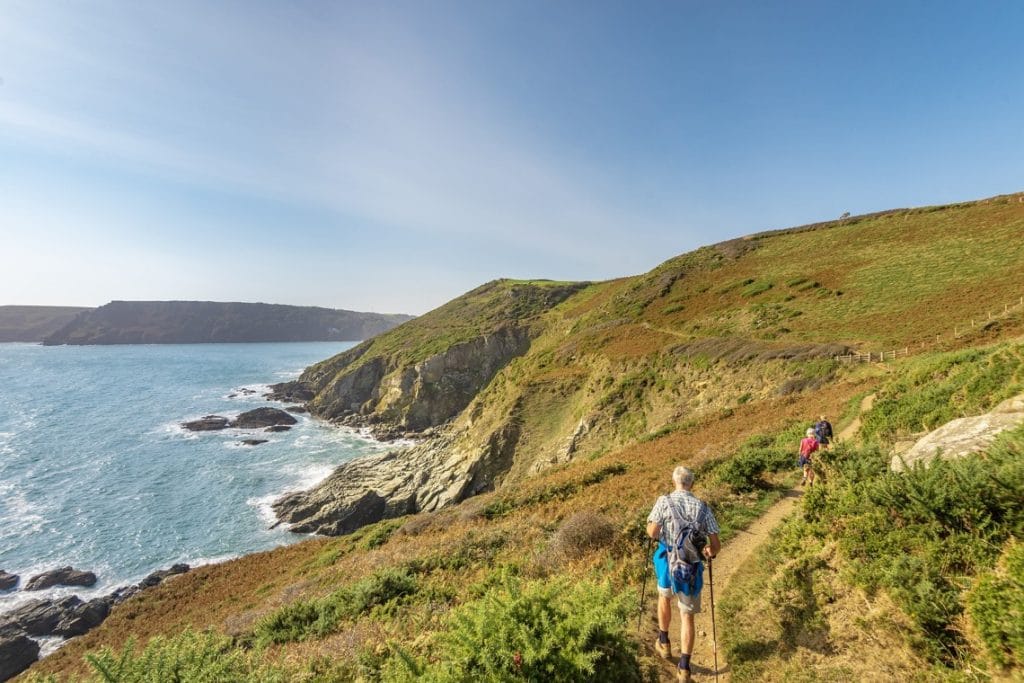 Walkers on the Salcombe coastal path near Bolt Head.