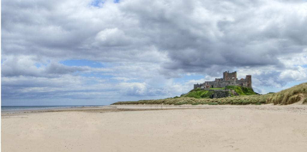 Long sandy, dog friendly beach at Bamburgh.