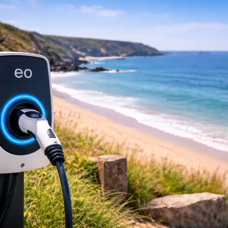 EV charging point by the sea in Cornwall