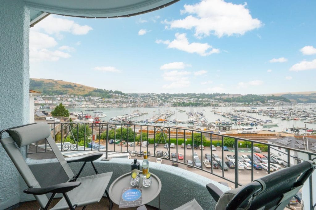 Views of the marina in Kingswear from an apartment