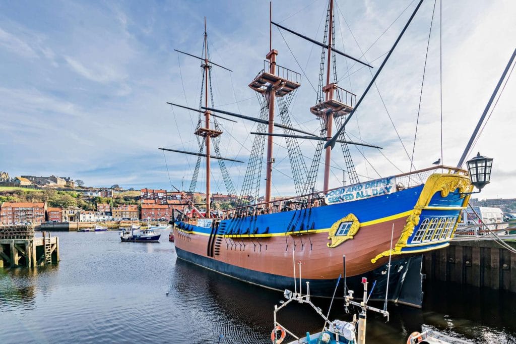 Sailing boat restaurant in Whitby harbour