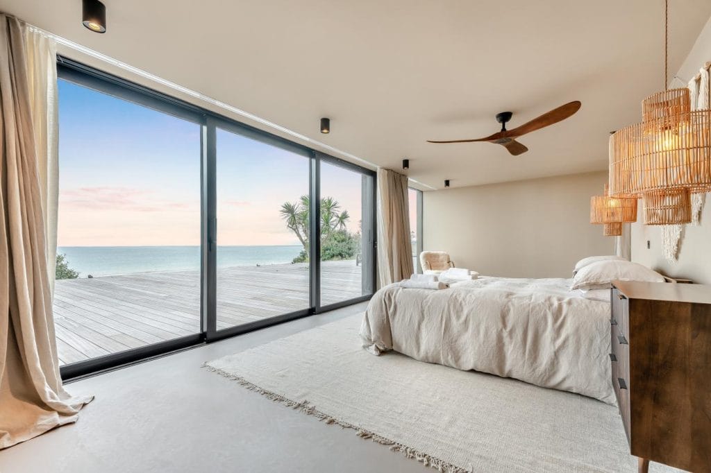 Luxury beachfront holiday home with sea views from master bedroom