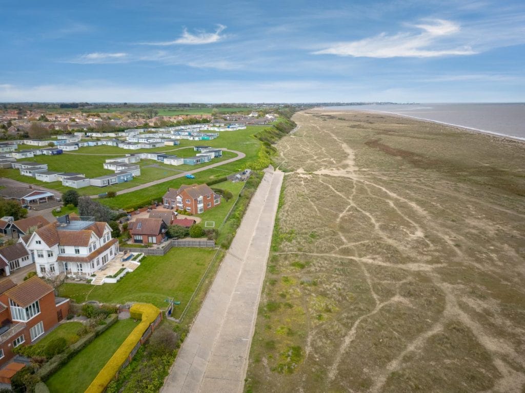 Aerial view of Kessingland coastline