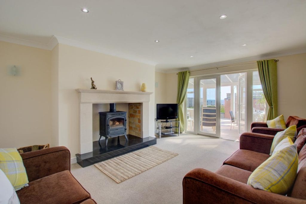 Bacton seafront cottage with wood-burner