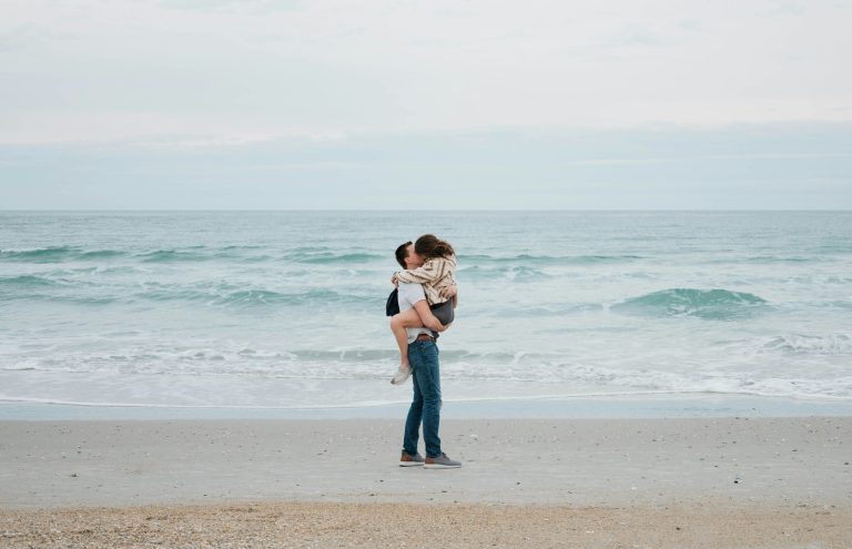 Romantic couple on the beach on Valentine's Day