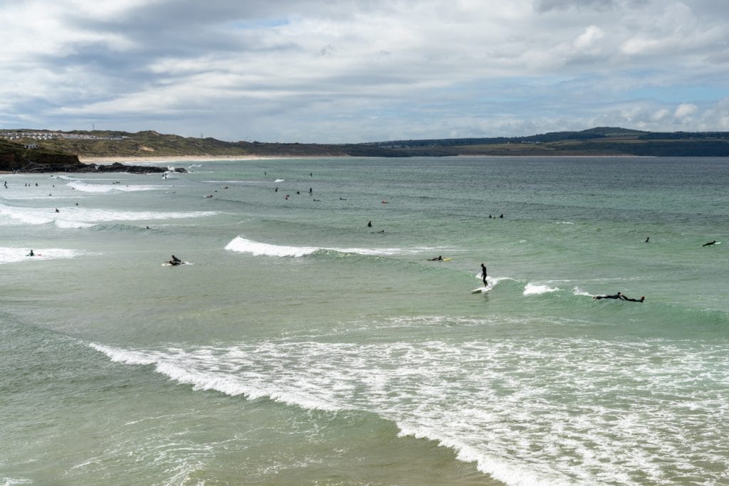 Surfing in winter in Cornwall