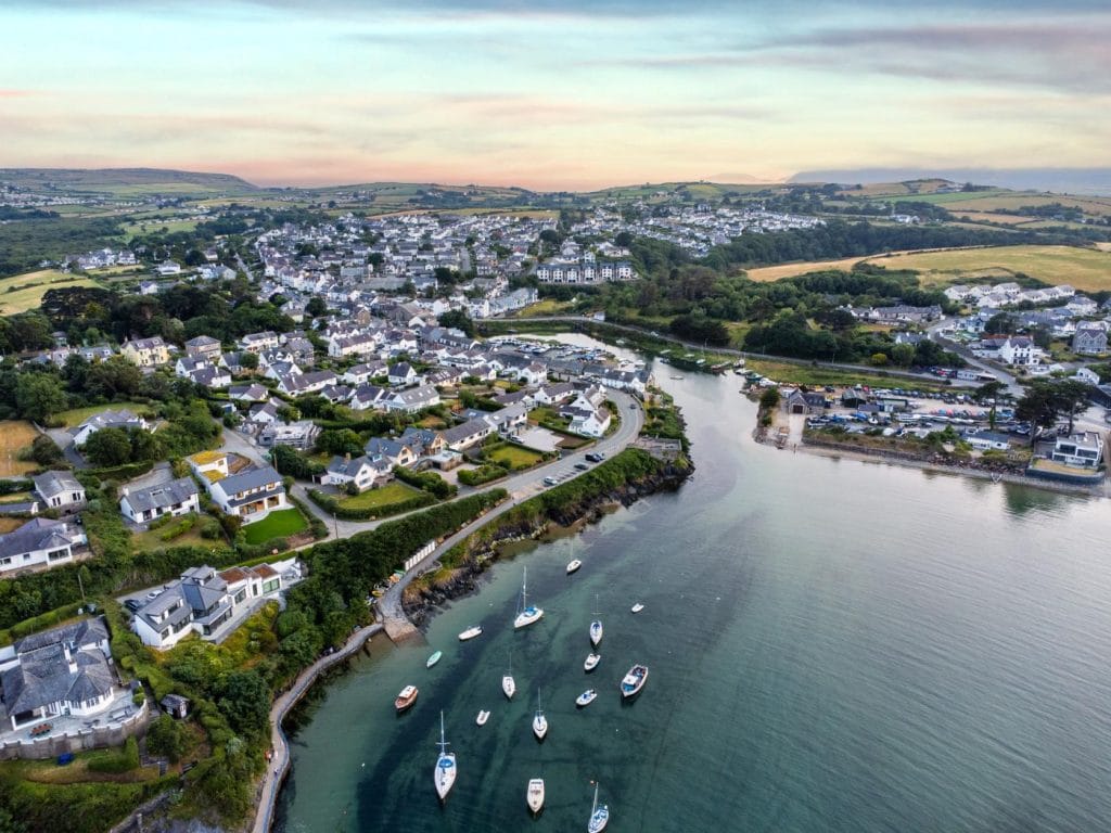 Overlooking the seaside town of Abersoch at dusk