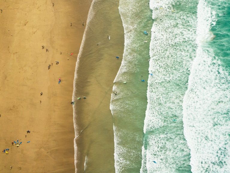 Drone picture of Fistral Beach in Newquay