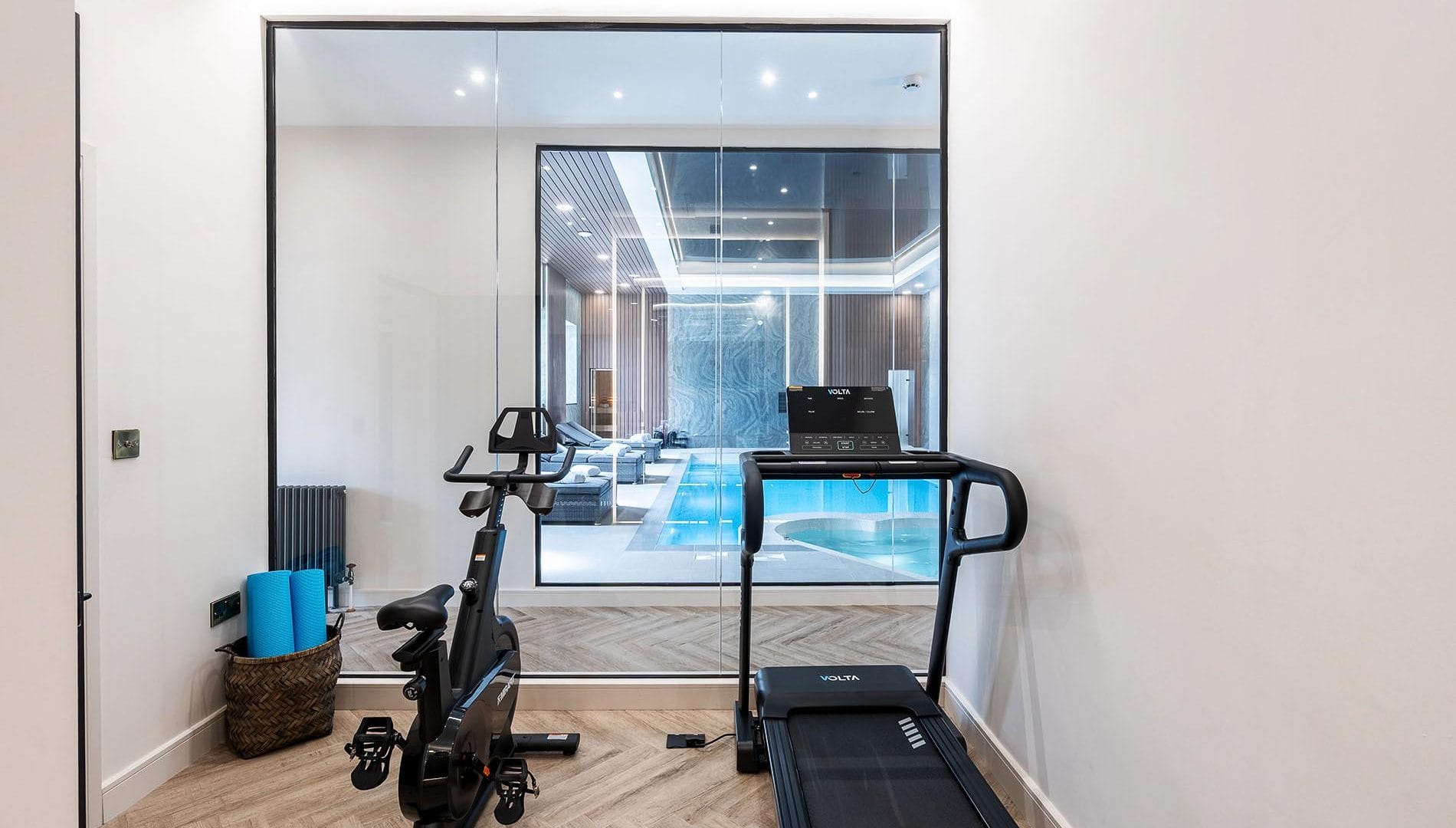 Private indoor gym with pool