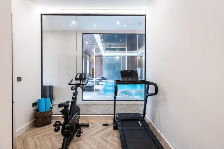 Private indoor gym with pool