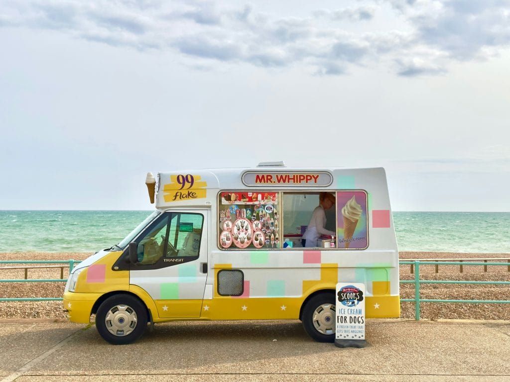 Mr Whippy ice-cream van by the sea
