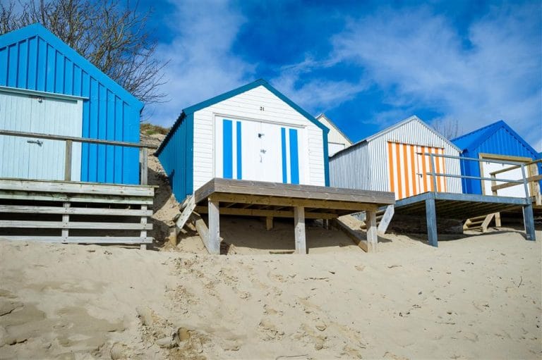 Beach huts on Abersoch beach in North Wales