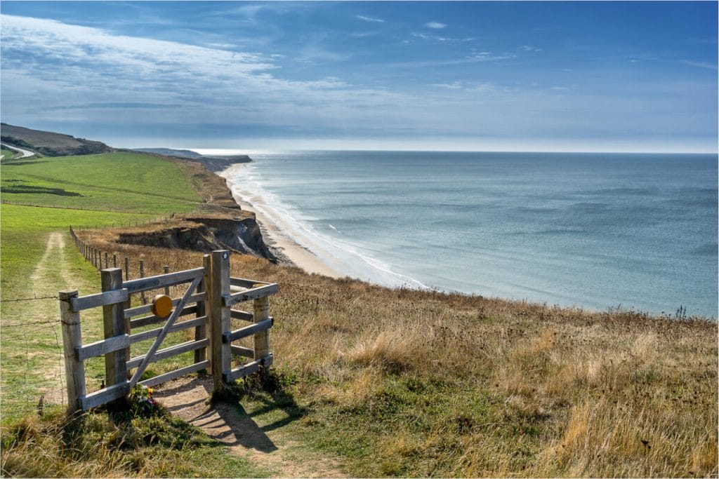 View from above of Compton Bay on the Isle of Wight