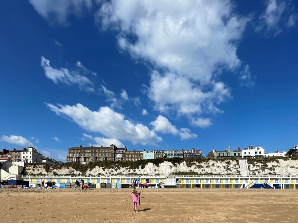 Looking at Broadstairs seafront from the beach in. Kent