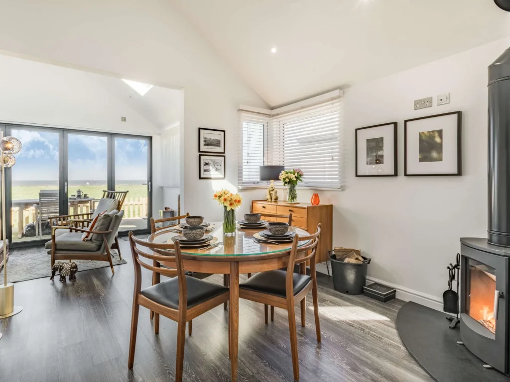 Walcott cottage with view of the sea from the dining room.
