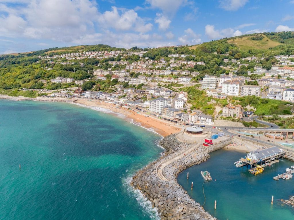 Aerial view of coastal town of Ventnor, Isle of Wight