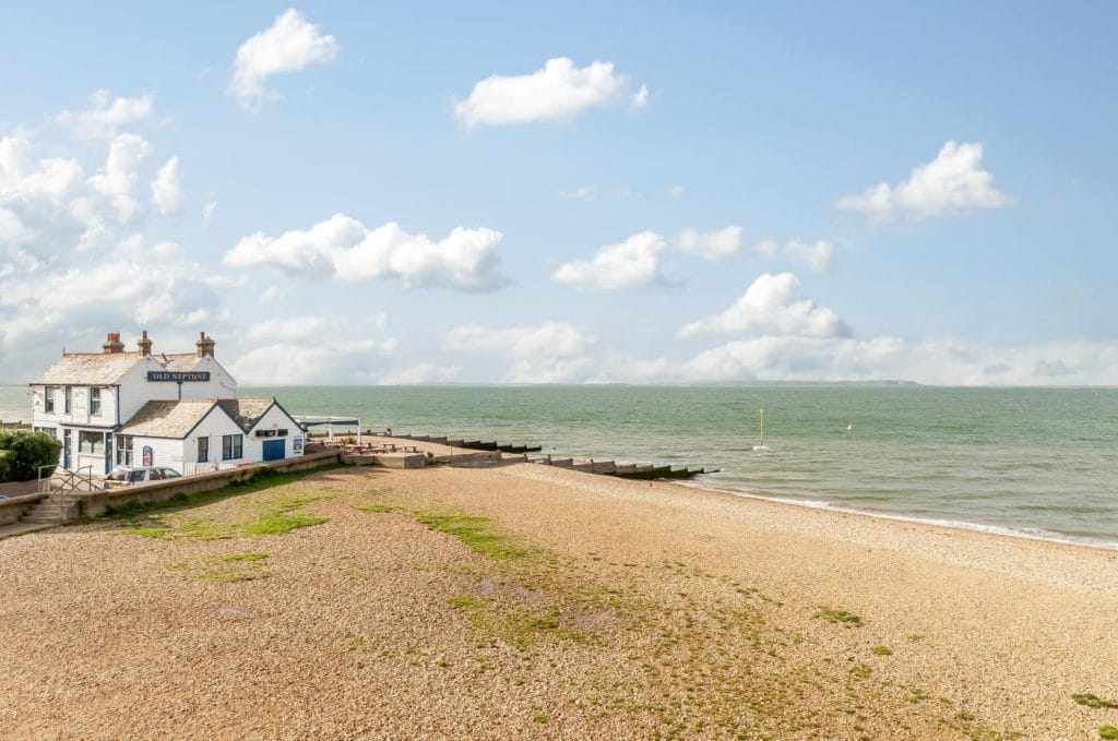 Neptune Hotel on the beach at Whitstable, Kent