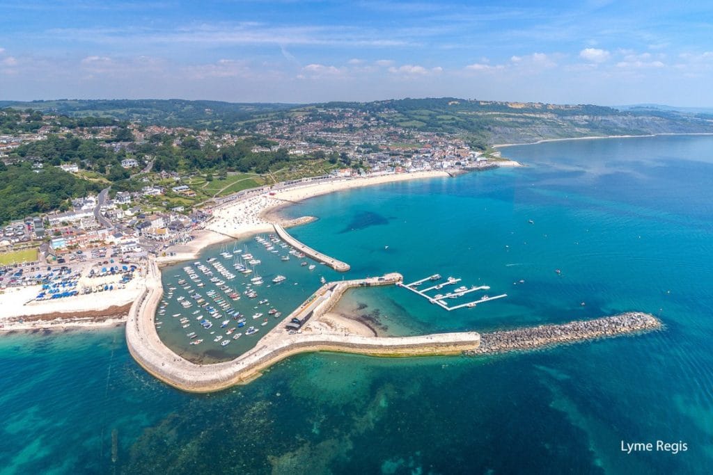 Harbour full of boats at Lyme Regis in Dorset