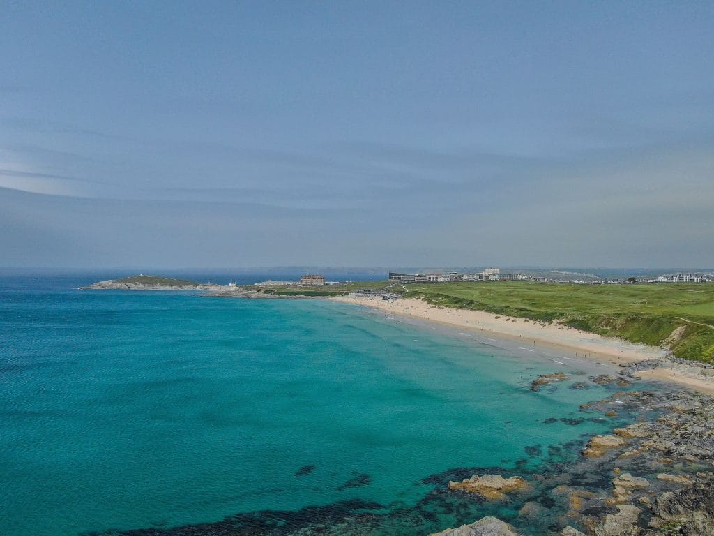 View of Fistral Beach in Newquay from the headland