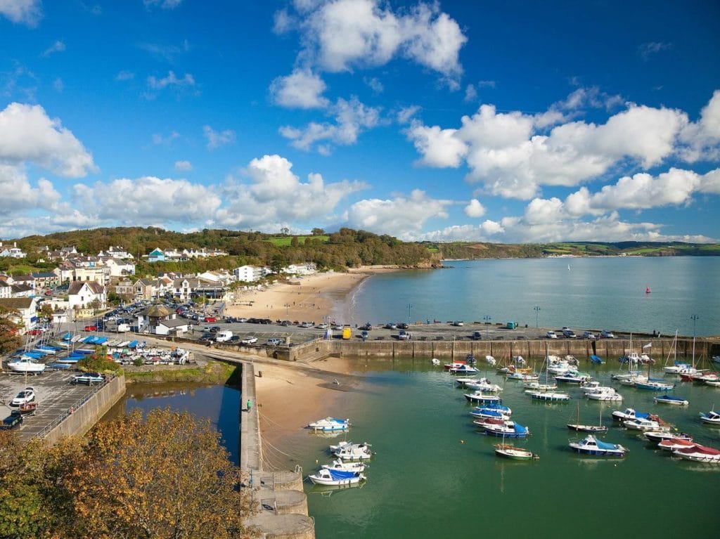 Boats on the shore in Saundersfoot