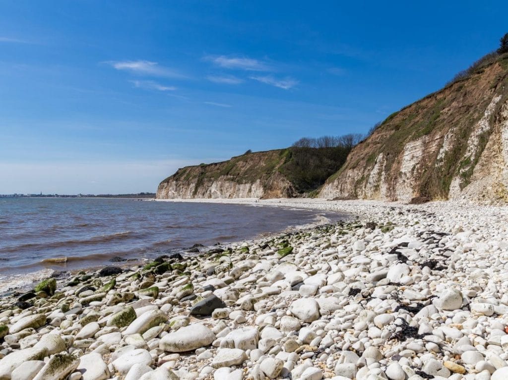 Pebbly Danes Dyke beach in Yorkshire