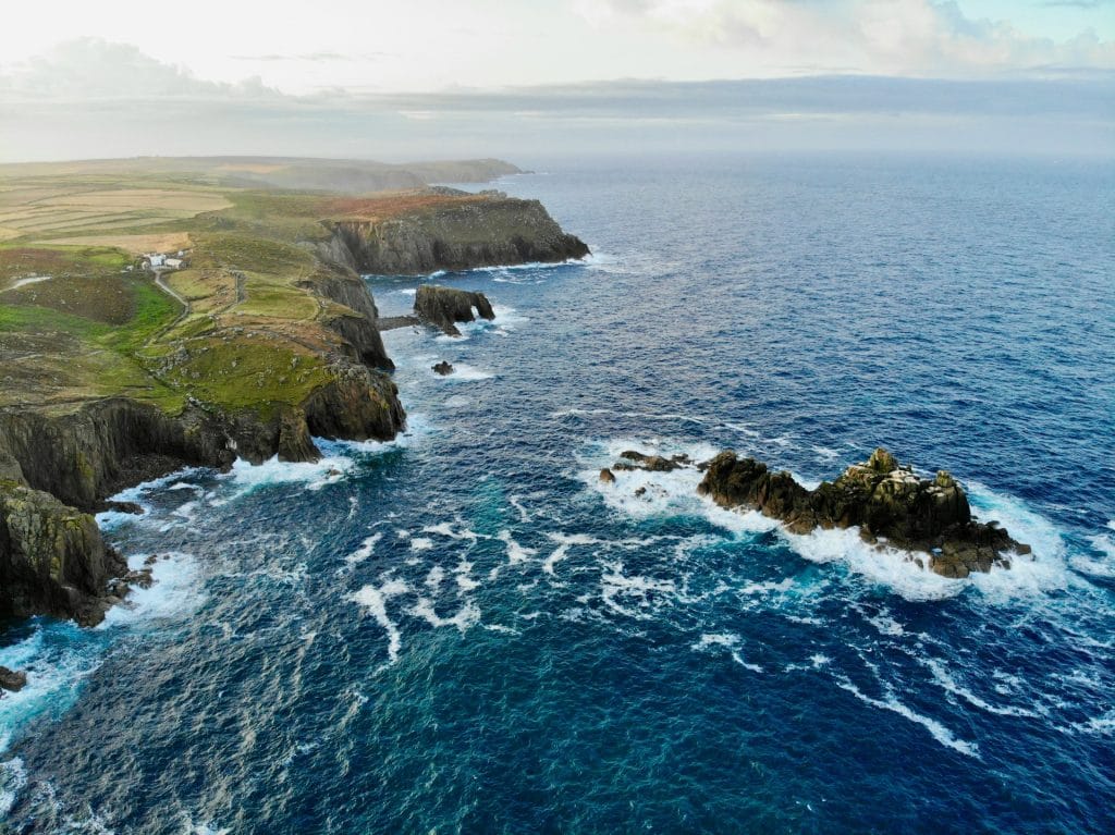 View of the coast at Lands End in Cornwall