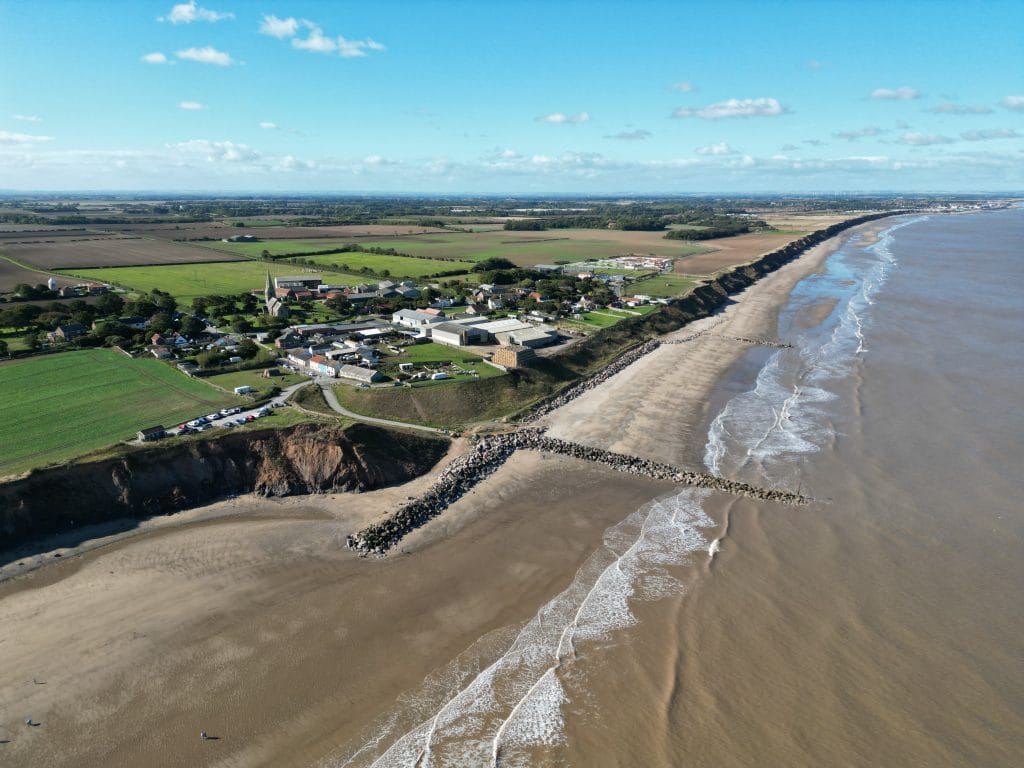 Aerial view of the dog friendly Mappleton Beach
