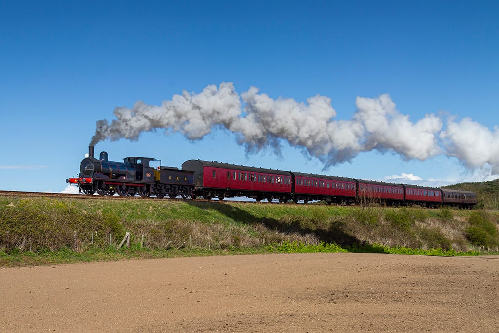 North Norfolk Railway steam train by the sea
