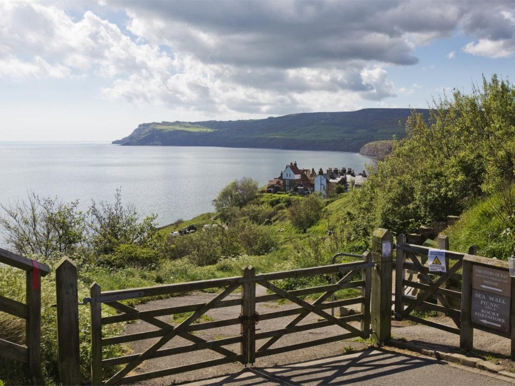 View of Robin Hoods Bay on a cloudy summer's day
