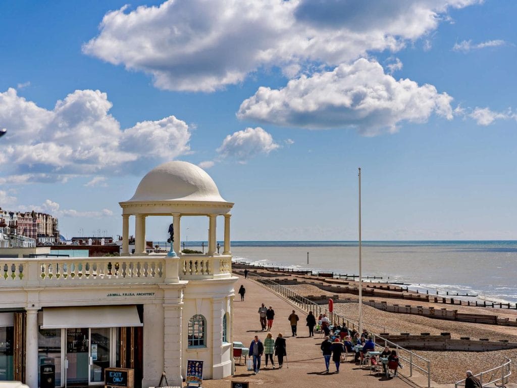 Promenade and beach at Bexhill-on-Sea in East Sussex