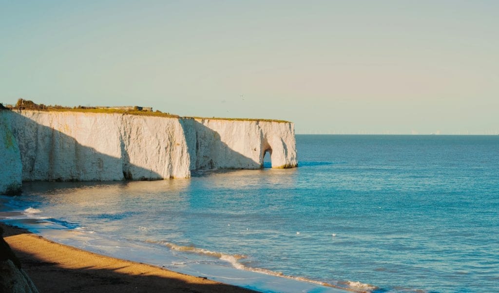 Chalk stacks and white cliffs at Botany Bay, Broadstairs, Kent