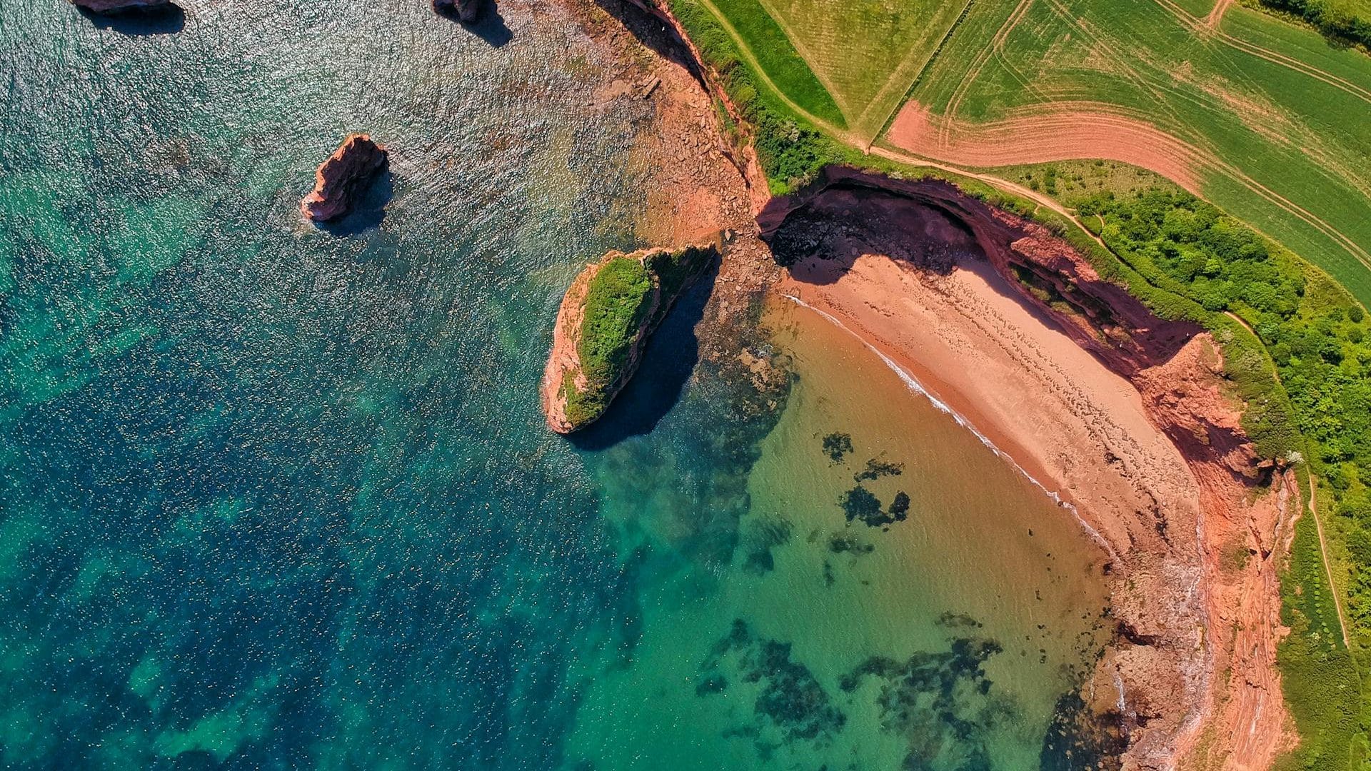 Aerial view of the East Devon coastal path