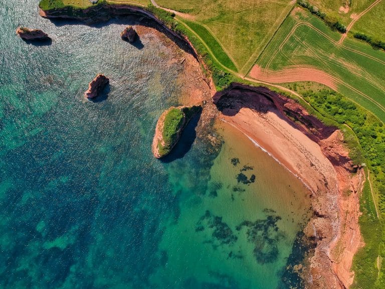 Aerial view of the East Devon coastal path