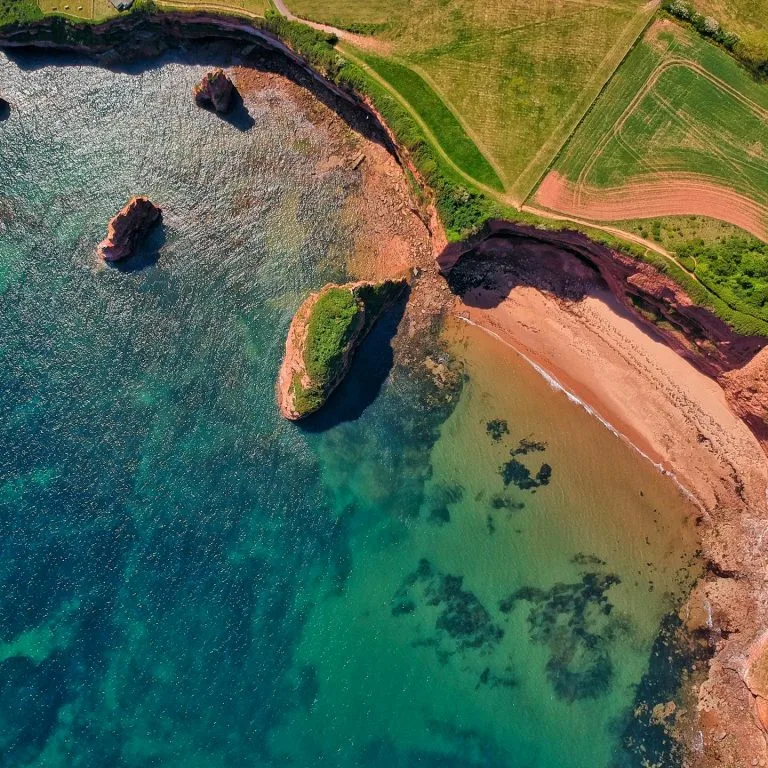 Aerial view of the East Devon coastal path