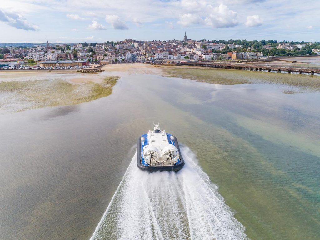 The ferry arriving at the port in Ryde, Isle of Wight.