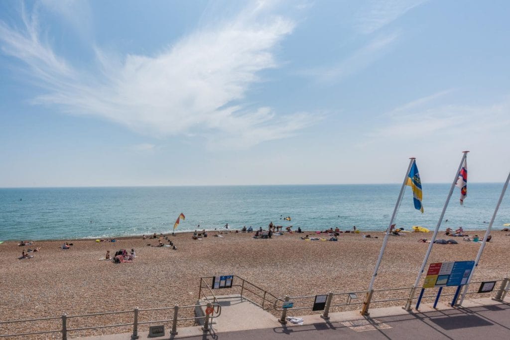 Summer day at St Leonards-on-Sea looking over the beach