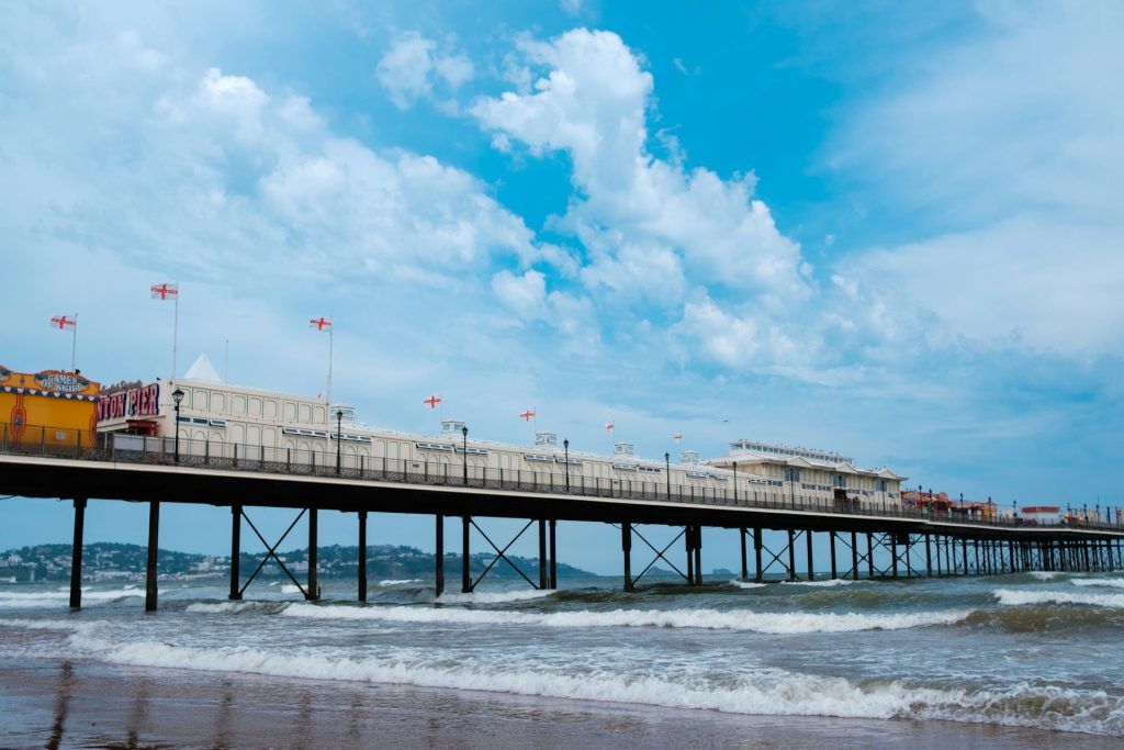 Paignton Sands beach and pier in South Devon.
